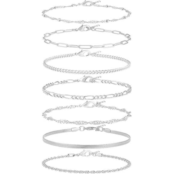 Dainty Bracelets for Women Trendy, Sterling Silver Plated Brass Link Chain Charm - Picture 7 of 7